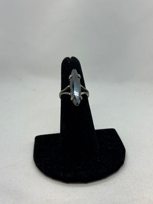 925 Sterling Silver Marquise Cut Hematite Ring 4.3g Vintage Size 5.5