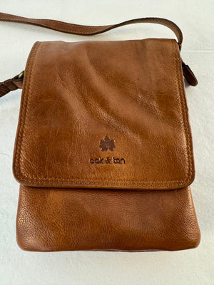 Oak and Tan Crossbody Bag Women’s Handmade Leather Adjustable Strap