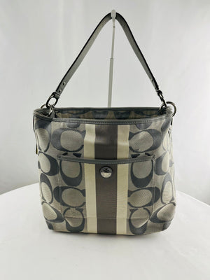 Coach Signature Hamptons Weekend Gray Satchel Handle Bag 10055