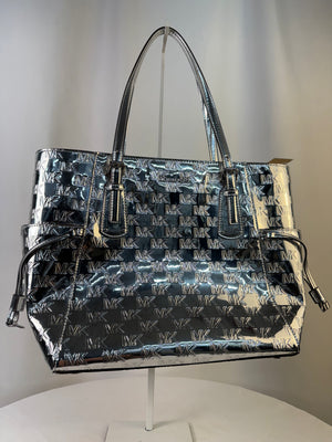 Michael Kors Voyager Large Patent Logo Debossed Tote
