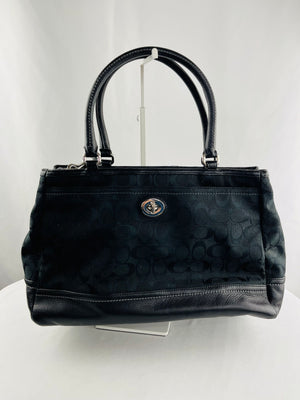 Coach Park Black Signature Canvas Large Carryall Tote Bag | F23292