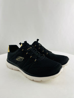 SKECHERS Summits Black & Gold Running Sneakers Women's Size 10| 179280WR