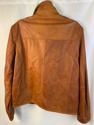 NWT Robert Comstock Vertical Lambskin Leather Jacket Caramel Tan Men's Medium