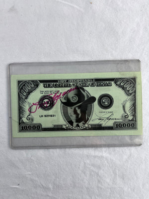 Larry Hagman Signed $10,000 Texas Bill Autographed Novelty Dollar JR Ewing