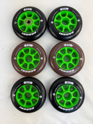 Atom Wheels Boom Indoor 100mm Speed Skate Wheels Set of 6 Mixed 4 Firm 2 X-Firm