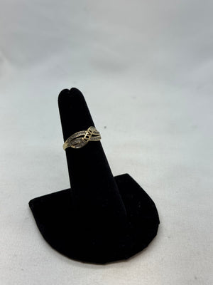 10K Yellow Gold Mixed Cut Diamond 'Love' Ring 1.4g Vintage