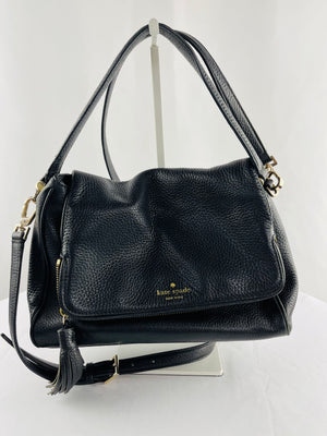 Kate Spade Miri Chester Street Black Pebbled Leather Front Flap Crossbody