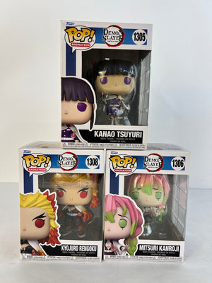 Funko Pop Demon Slayer Set of 3: Kanao #1305, Mitsuri #1306, Kyojuro #1308