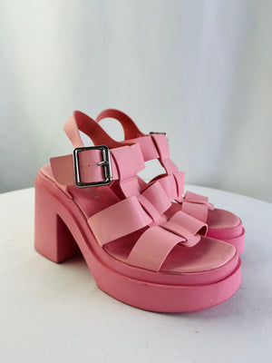 Steve Madden G-Malta Pink Chucky Block Strappy Heels Women's 7M