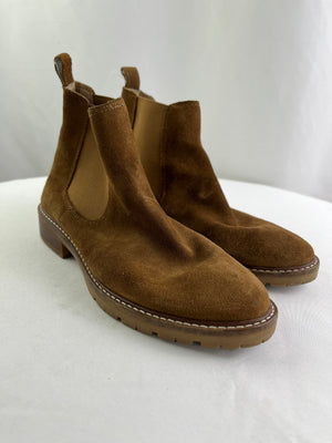 Steve Madden Leopold Brown Leather Suede Chelsea Ankle Boots Women's 6.5