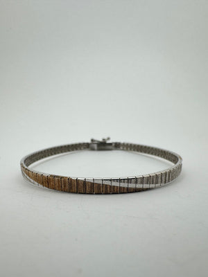 SU 925 Sterling Silver Bracelet Diamond Cut Two-Tone 7 in.