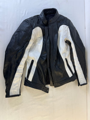 BILT Halle Women's Leather Motorcycle Jacket Black/White Size W MD BLL39 Armored
