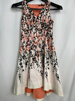 White House Black Market Sleeveless Fit & Flare Dress Ecru Peach Smoothie 4P NWT