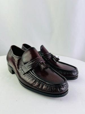 Florsheim 75047 Brown Leather Dress Shoes Men's 9.5D Loafer Tassel Slip On