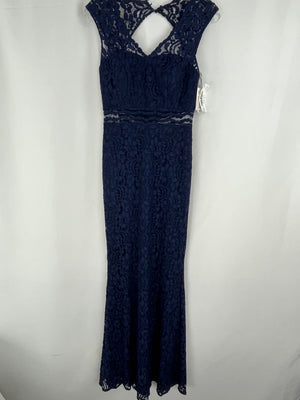 David's Bridal Navy Lace Formal Dress Women's 4