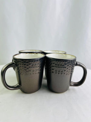 Gourmet Basics By Mikasa Brown Metallic Stoneware Coffee Cups Set of 4 in Box