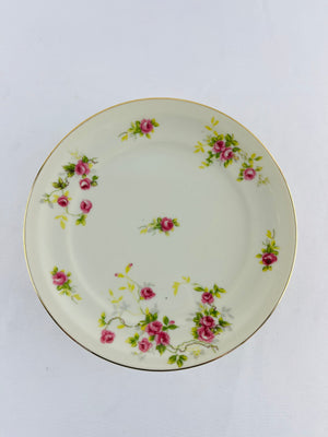 JAP4 Made in Occupied Japan Pink Rose Gold Trimmed Bread Plates Set of 8
