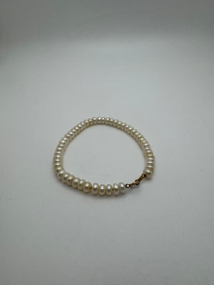 14K Yellow Gold Pearl Bracelet 9g Vintage 7.5 in.