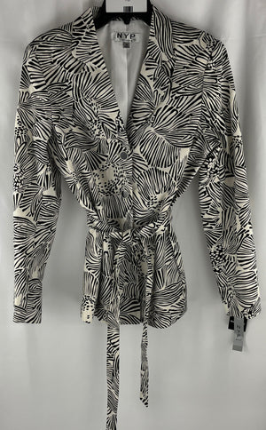 NYP Women's Black White Floral Lined Jacket Size 16 NWT MSRP $160