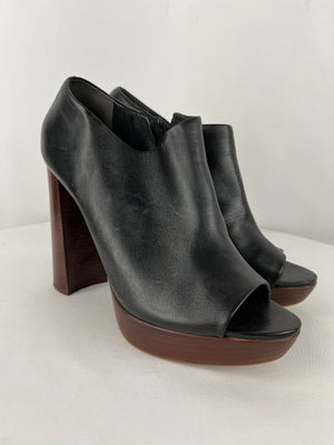 Vince Camuto Black Leather Upper Peep Toe Heeled Booties Size 10M