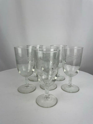 Set of 6 Vintage Libbey Brookdale Glasses Mid Century Floral Etch Cut 3001