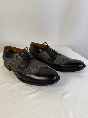 Ferro Aldo Julian MFA-19266A Men's Size 13 Wingtip Plaid Spectator Oxfords Black