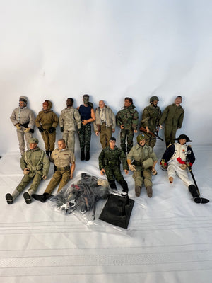 Lot of 13 Vintage GI Joe Action Figures 12" with Some Accessories