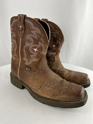 Justin Gypsy Brown Leather Cowboy Boots Women's 10B L9965