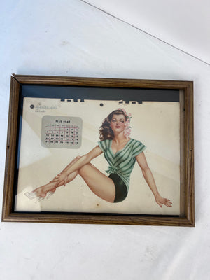 Vintage Original 1940s Esquire Calendar Vargas Pinup May 1947 Framed