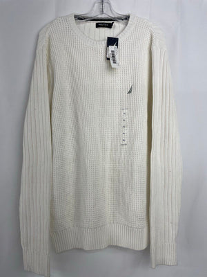 Nautica Basics 8 Waffle Knit Sweater Sail White Men's XL NWT