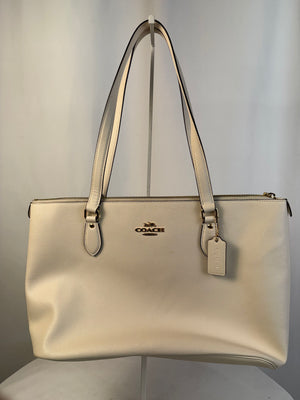 Coach Gallery Tote CH285 Chalk White Crossgrain Leather Shoulder Bag Purse Large