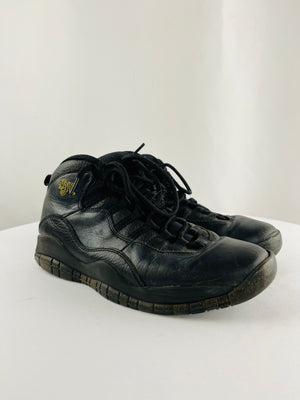 Air Jordan 10 Retro NYC Black Gold Glitter Sole Men's Sneakers 9 | 310805-012