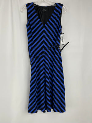 Tahari Arthur S. Levine Royal Blue & Black Striped Halina Dress Size 4 NWT
