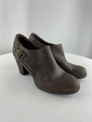 Clarks Collection Cheyn Fame Pump Brown Leather Slip On Loafers Women's 10