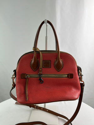 Dooney & Bourke Reddish Coral Pebbled Domed Satchel Crossbody