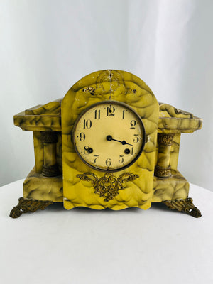 Waterbury Clock Co Faux Marble Painted Mantel Clock Not Tested For Parts/Repair