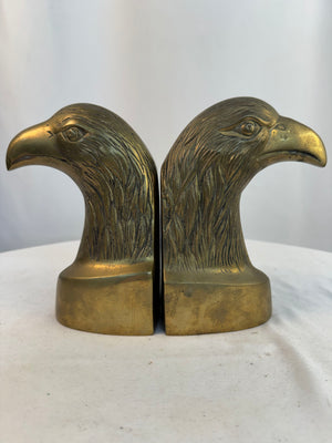Vintage Brass American Eagle Head Bookends