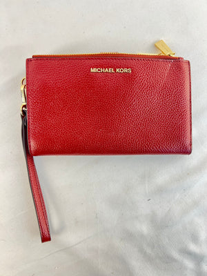 Michael Kors Adele Double Zip Wristlet Wallet Red Pebbled Leather 32T7GAFW4L