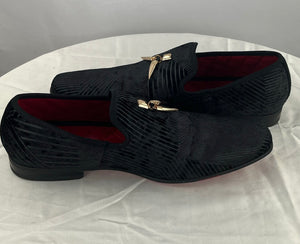 La Milano Broderick Black Velvet Slip On Men's Dress Loafers Size 10M