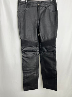 First Classics Black Leather Motorcycle Riding Pants 5 Pocket Bicker Men's 38