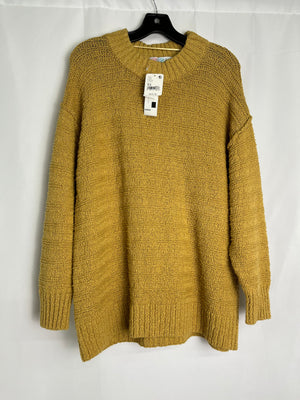 Free People Beach Happy Pullover Gold Knit Sweater Size XS NWT