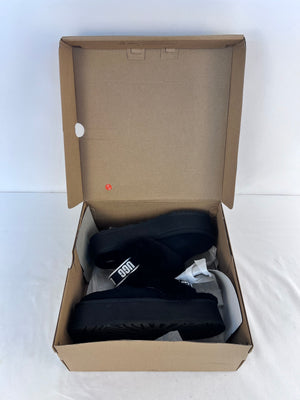 UGG Australia Funkette Platform Slippers Black Sheepskin Suede Clog Mule Size 11
