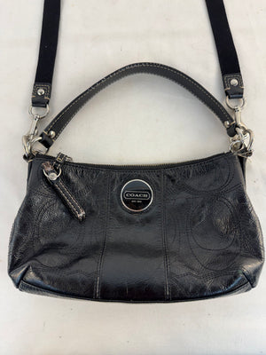 Coach Black Stitched Patent Leather Demi Hobo Shoulder Bag Crossbody F15141 Y2K