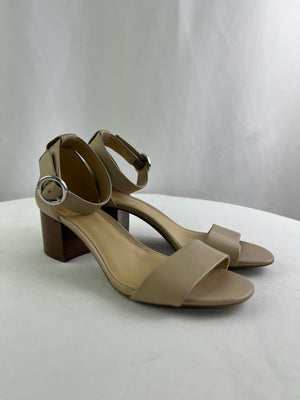 Michael Kors Tan Leather Stacked Heel Ankle Strap Shoes Women's 7.5M
