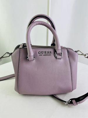 Guess Nell Lilac Pebbled Faux Leather Mini Satchel Crossbody Bag Purse