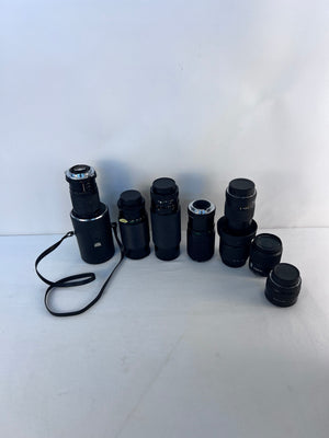 Lot of 8 Assorted 35mm Camera Lenses Untested for Parts or Repair