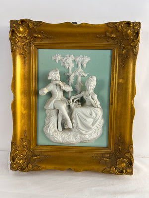 Vintage Alt Meissen Art Scene from the Castle Park of Sanssouci 1750-1760 Framed
