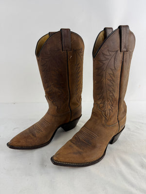 Justin L4935 Women's 7 B Bay Apache Brown Leather Western Cowgirl Boots USA