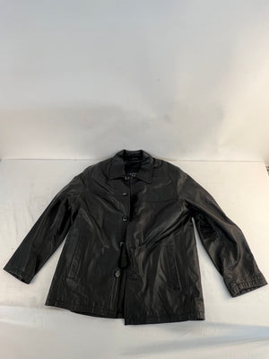 Leather Limited Button Down Black Jacket Quilted Zip Out Lining Size M