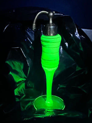Antique DeVilbiss Uranium Glass Perfume Bottle Atomizer - 1920s Art Deco Gilt